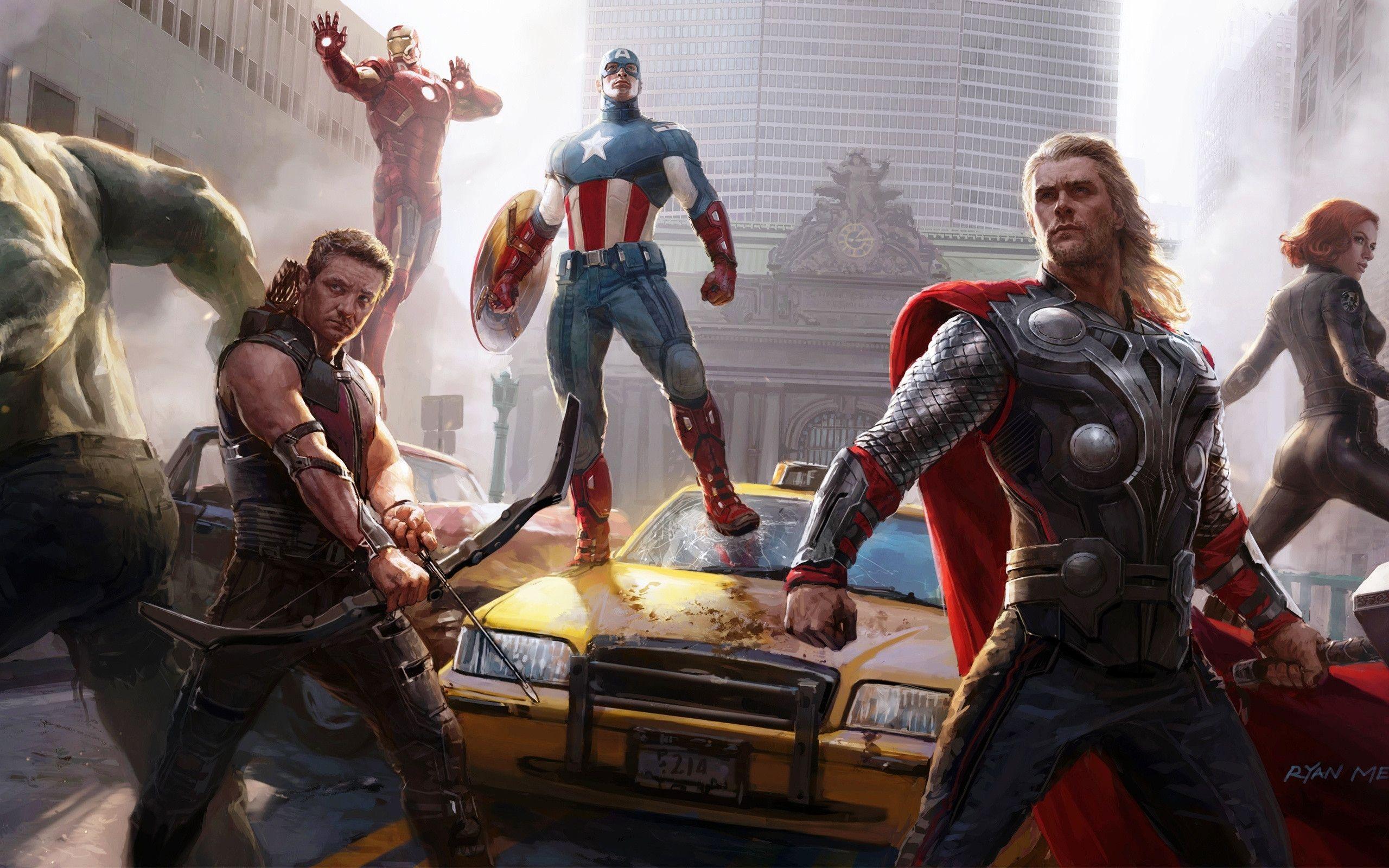 Avengers concept art città, supereroi, 2560x1600 2K+, PC