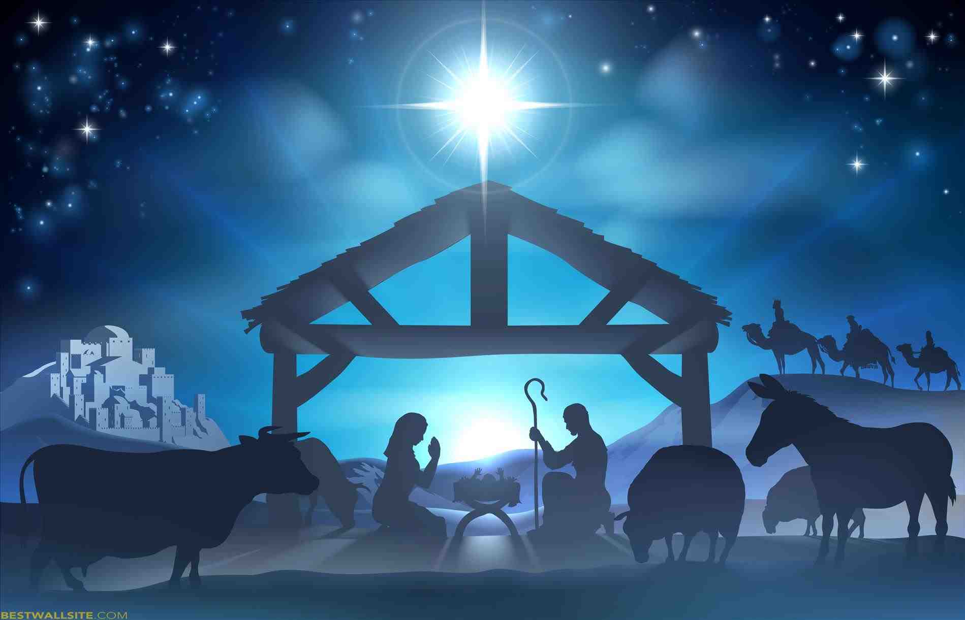 Presepe silhouette notte stellata, 1899x1221 900p, Laptop