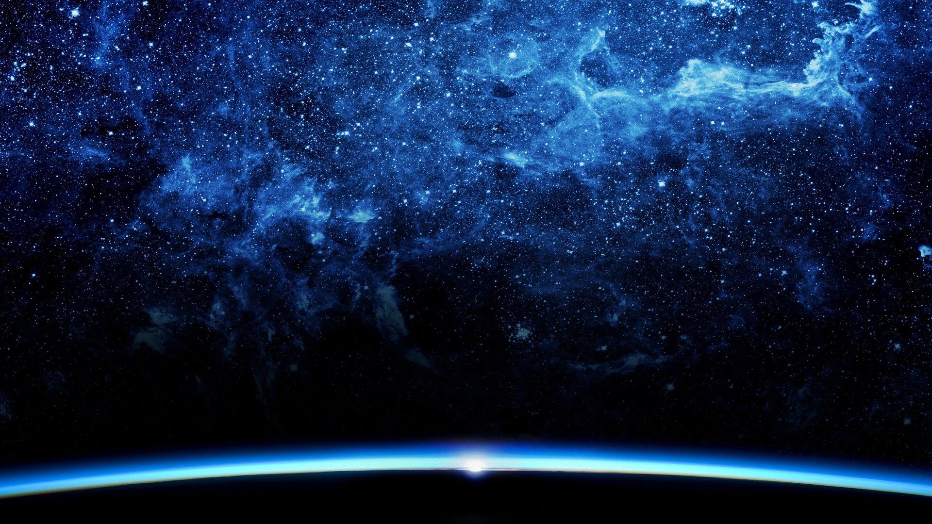 Nebulosa spaziale blu orizzonte terrestre, 1920x1080 Full HD 1080p, PC
