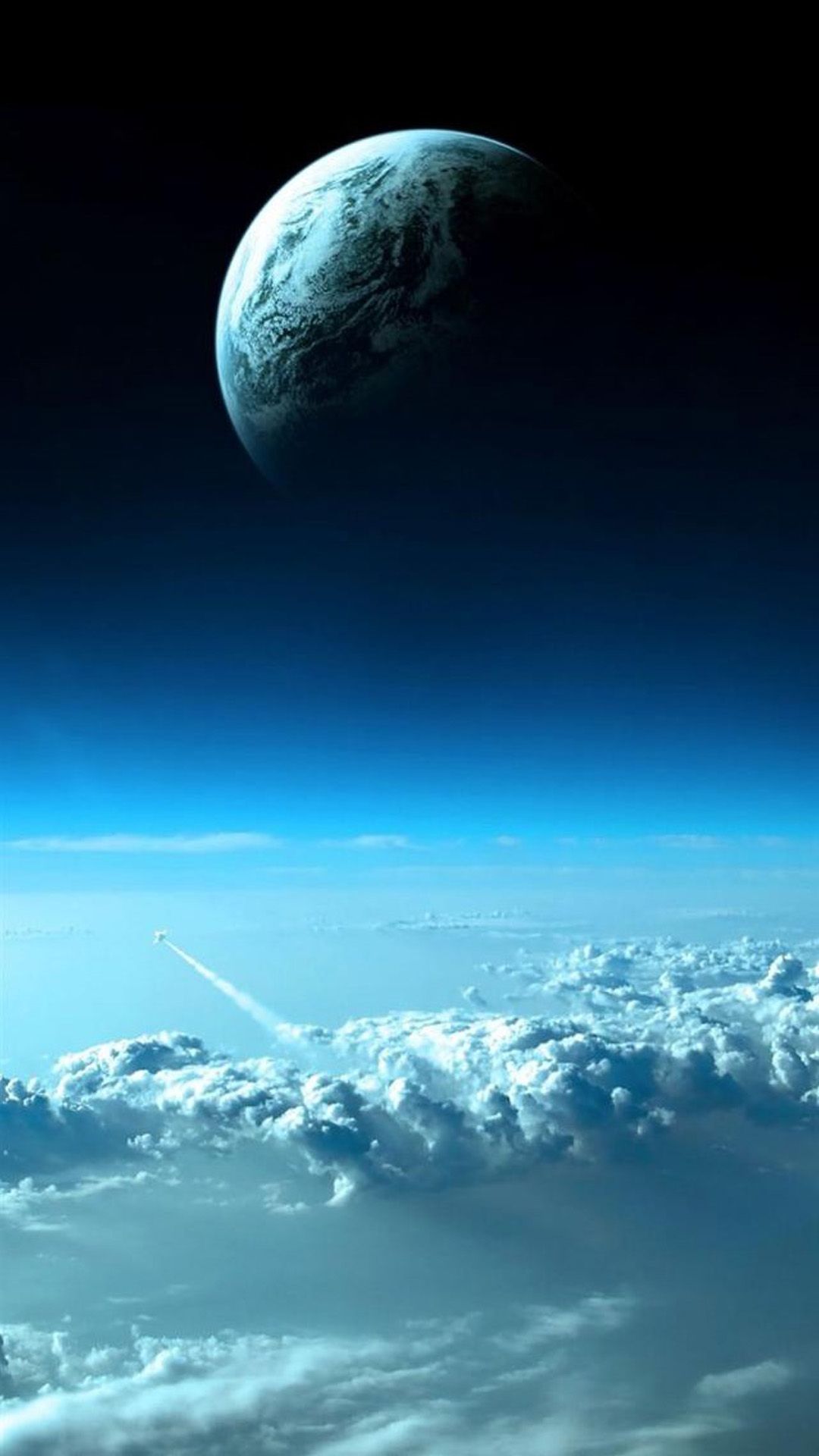 Pianeta blu sopra nuvole, 1080x1920 Full HD Verticale, iPhone