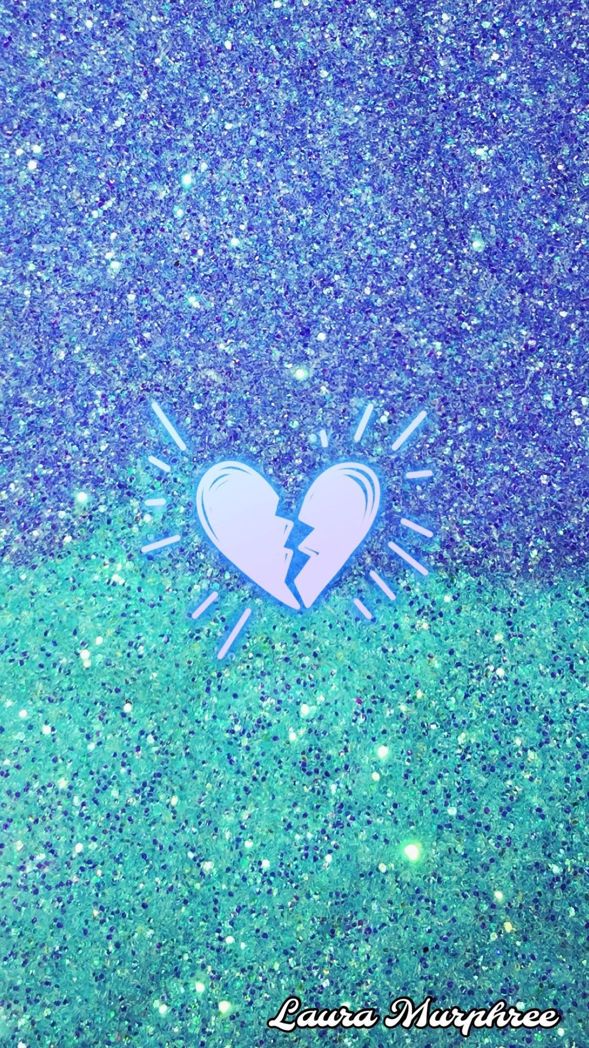 Cuore spezzato glitter blu verde, 1152x2048 Verticale, Telefono