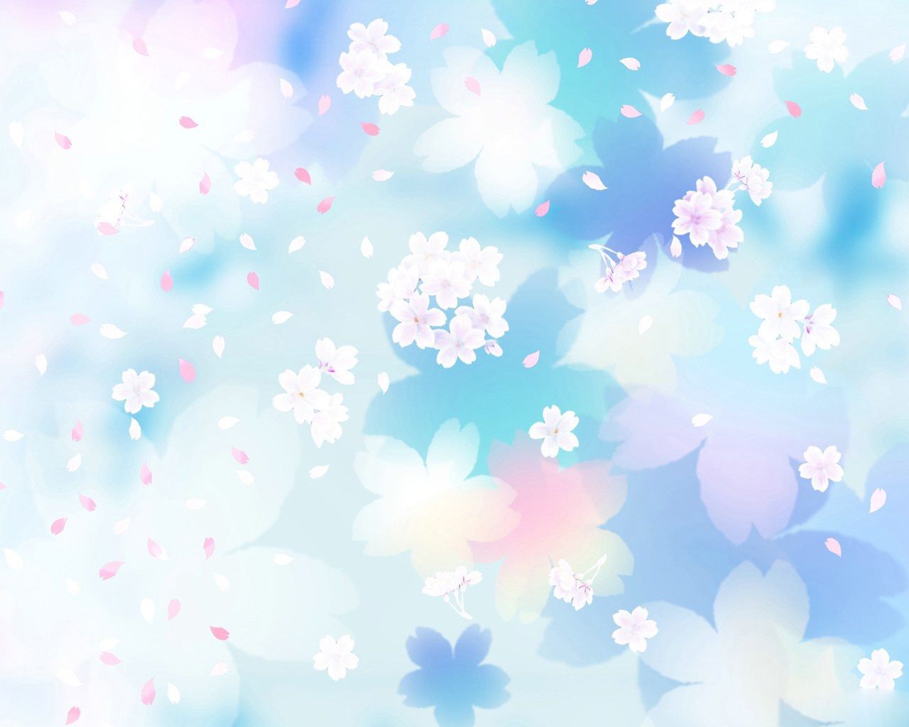 Fiori bianchi acquerello azzurro, 1280x1024 HD, Desktop