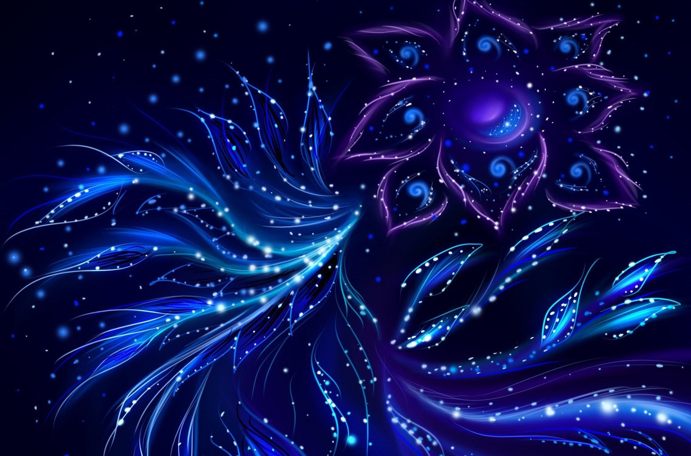 Fiore fantasy blu scintillante, 2273x1502 2K, Desktop