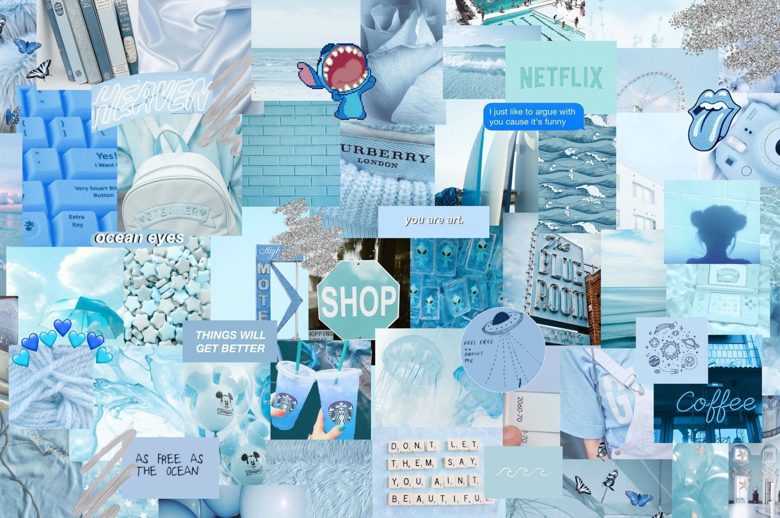 Collage estetico azzurro pastello, 2560x1700 WQXGA, Laptop