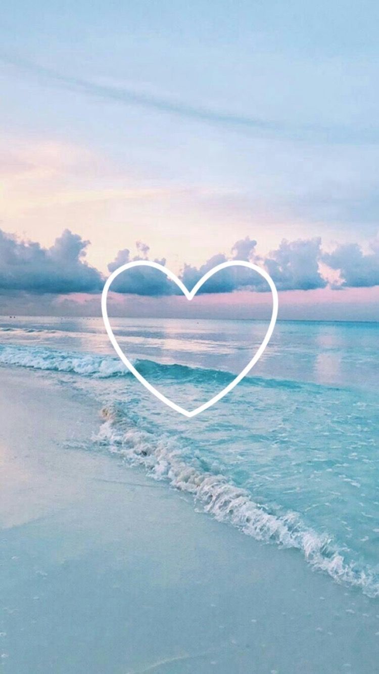 Cuore neon spiaggia pastello, 750x1332 Full HD Verticale, iPhone