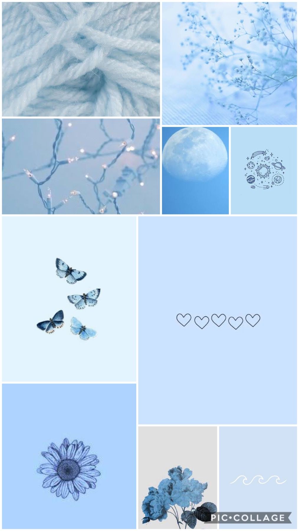 Collage estetico azzurro polvere, 1014x1800 Verticale, Telefono