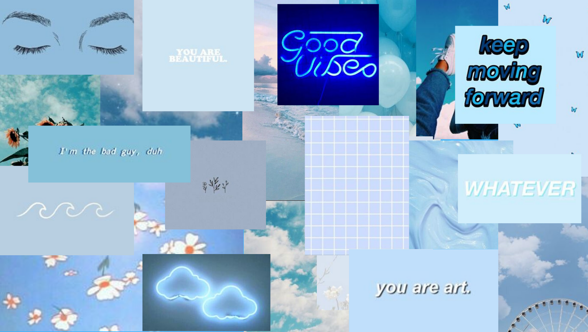 Collage estetico azzurro pastello, 1998x1130 Full HD, iMac