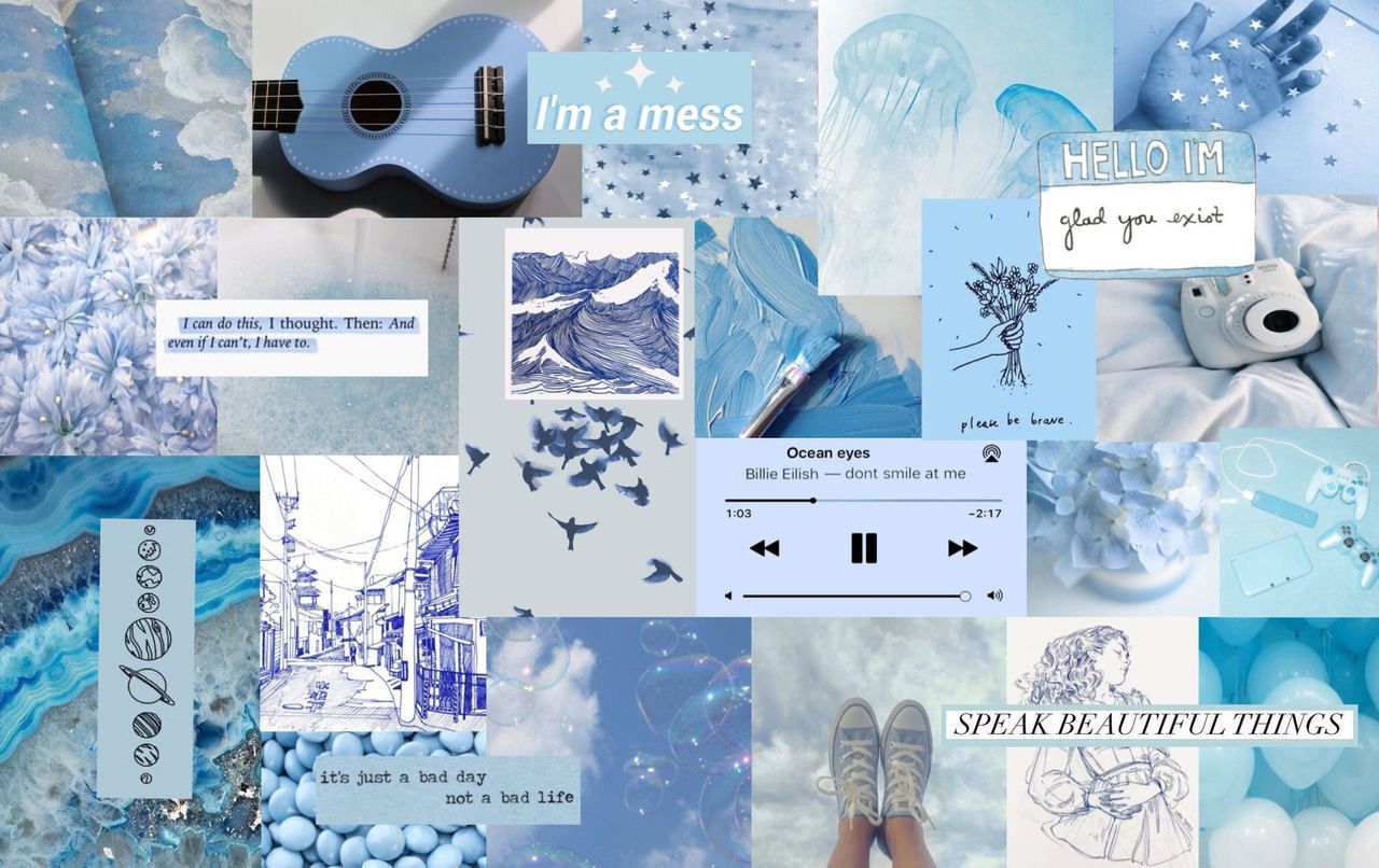 Collage estetico azzurro pastello, 1280x806 HD, Desktop
