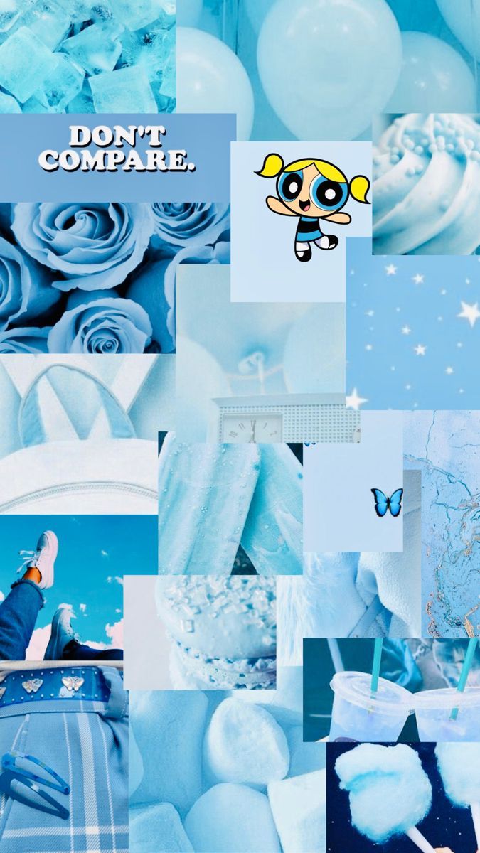 Collage estetico azzurro polvere, 675x1200 Full HD Verticale, iPhone