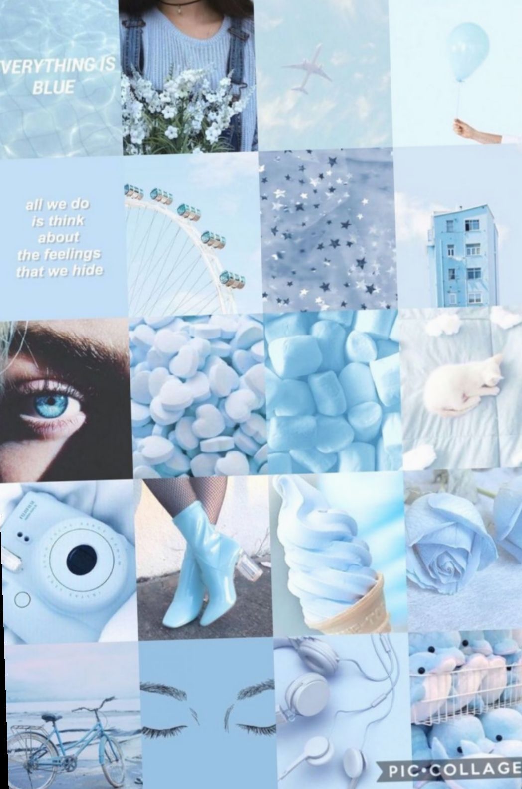 Collage estetico azzurro polvere, 1048x1585 Verticale, Telefono
