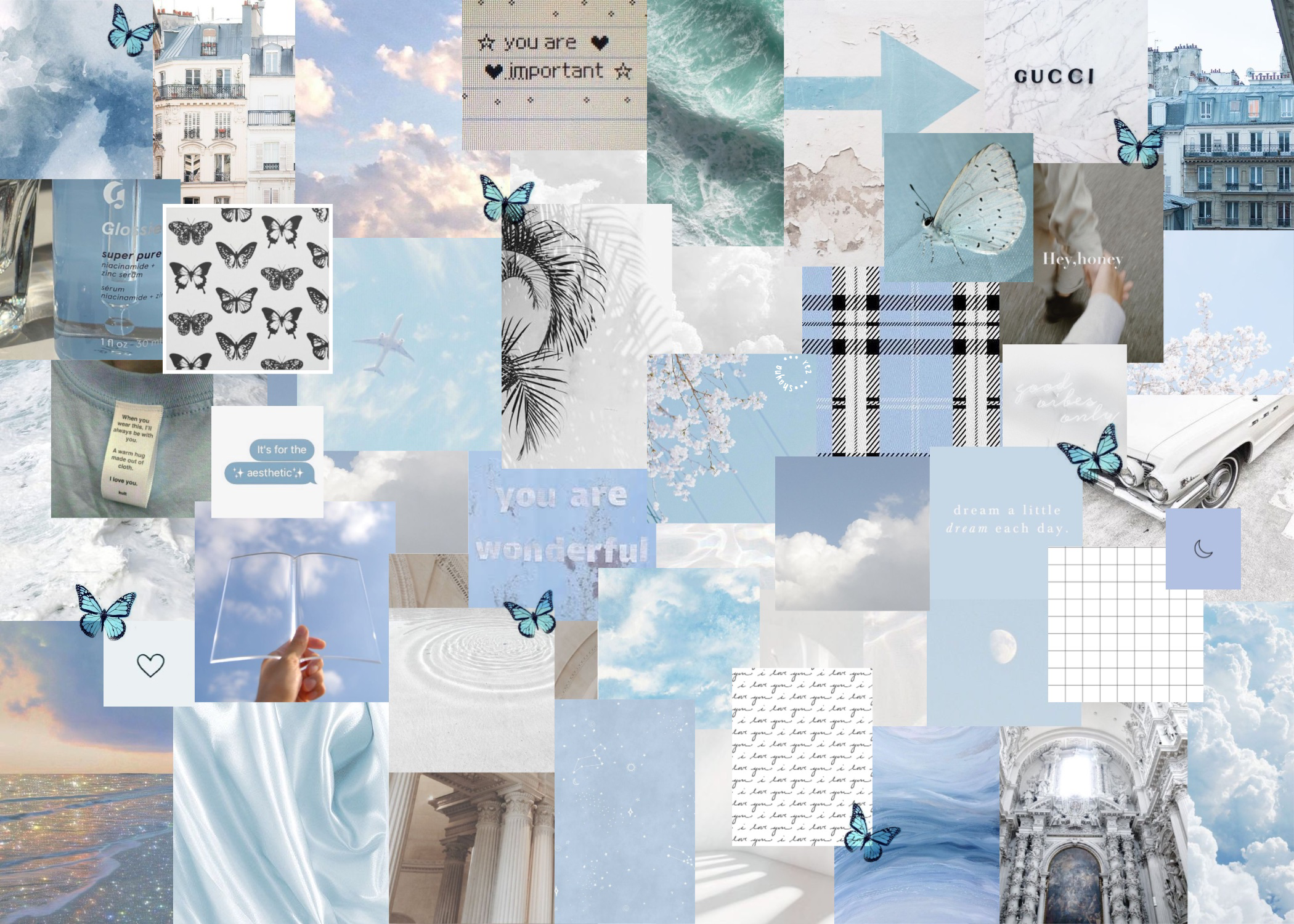 Collage estetico azzurro pastello, 2100x1500 Hi-Res, Desktop