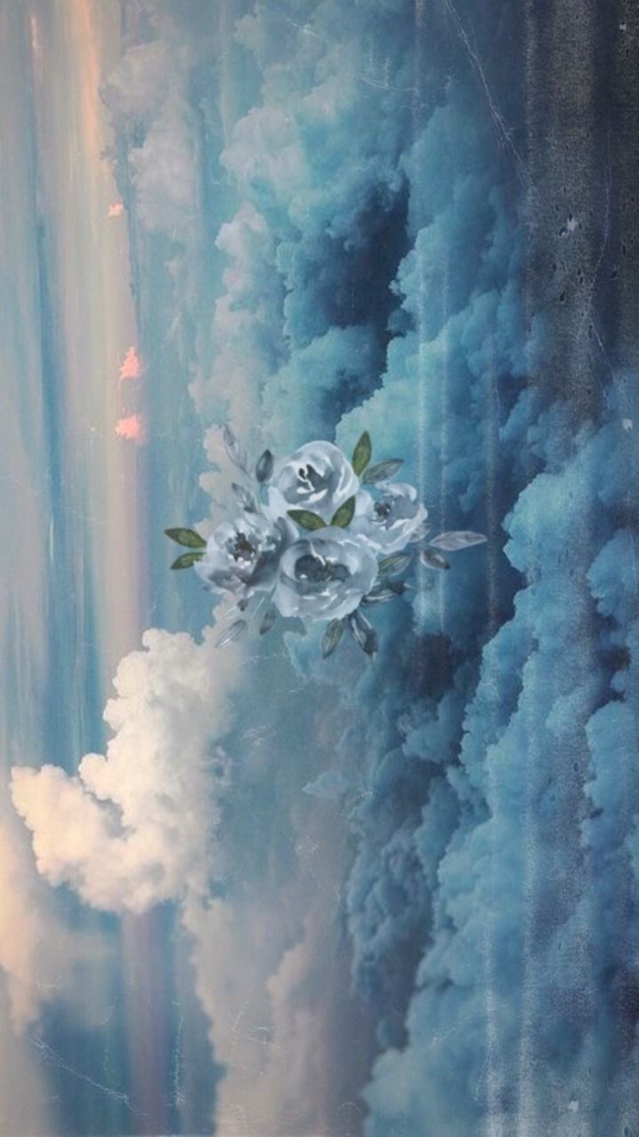 Fiori bianchi tra nuvole azzurre, 719x1280 Full HD Verticale, iPhone