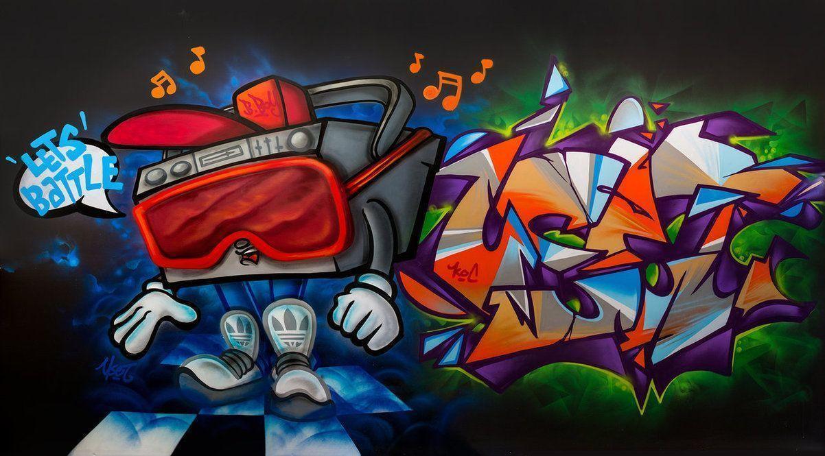 Personaggio boombox graffiti murale, 1202x665 HD, PC