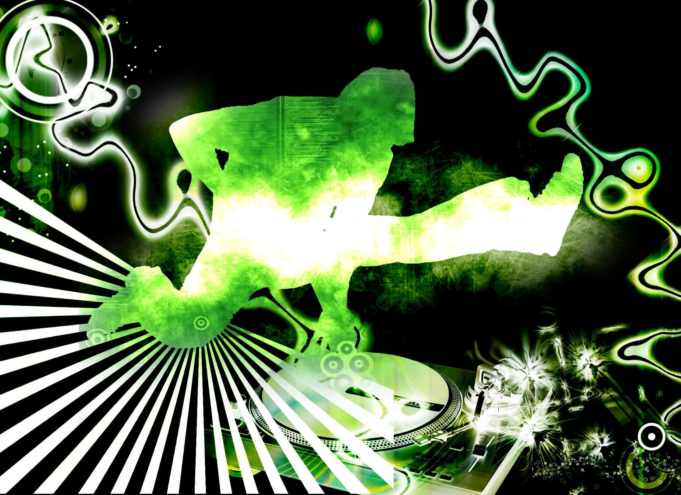 B-boy silhouette verde graffiti, 2200x1600 2K, Desktop