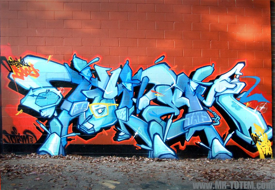 Graffiti blu su muro mattoni, 1135x783 HD, PC Desktop