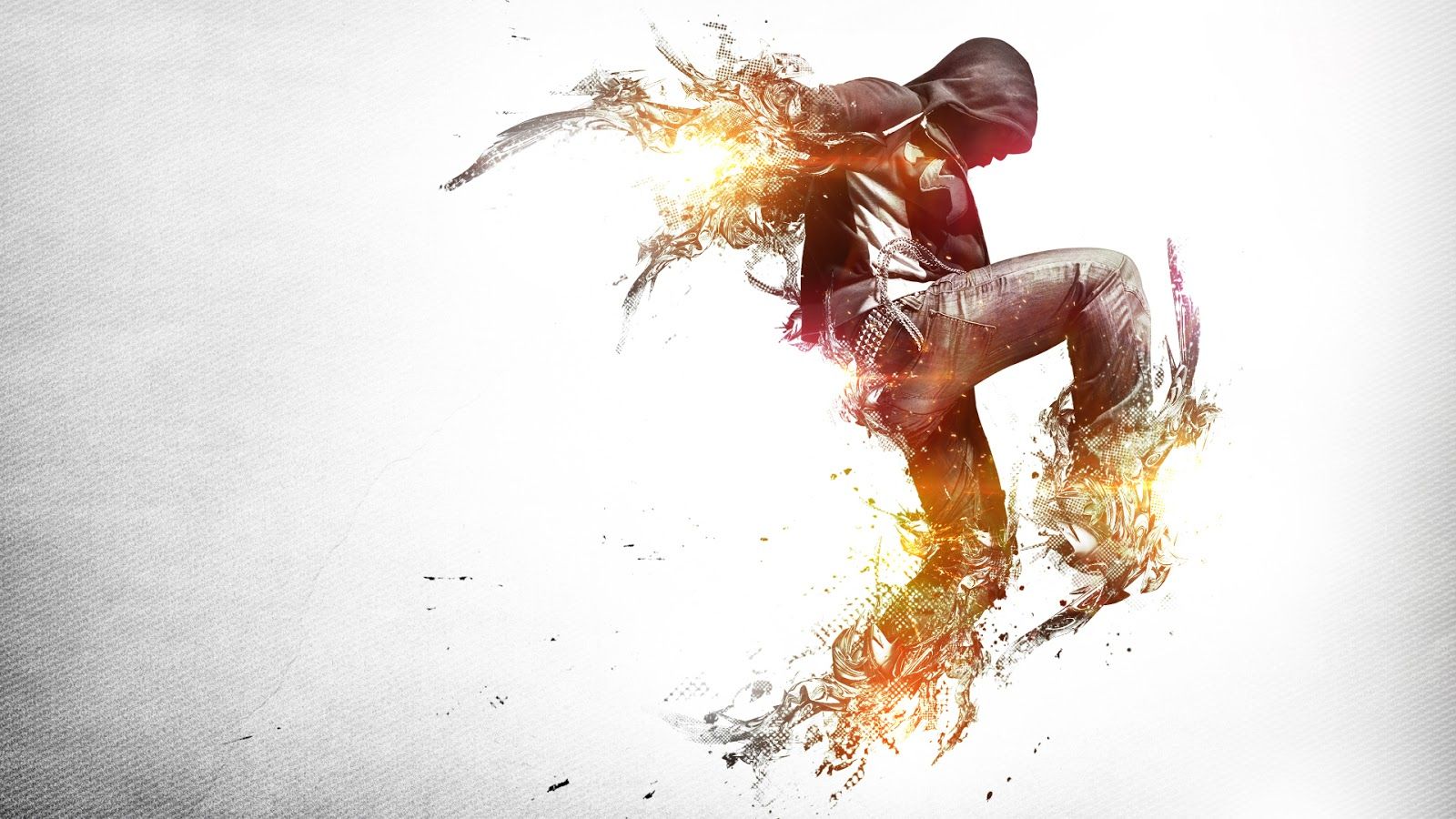 B-boy danzante effetto fiamme, 1600x900 HD Ready, PC