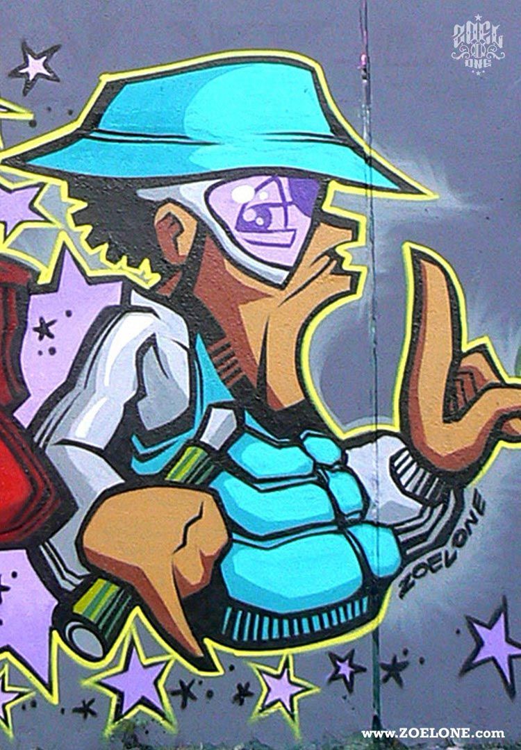 Personaggio graffiti B-Boy cappello blu, 750x1080 Verticale, Mobile