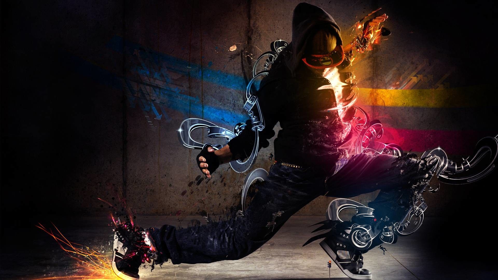 B-boy breakdance effetti luce, 1920x1080 1080p, Desktop