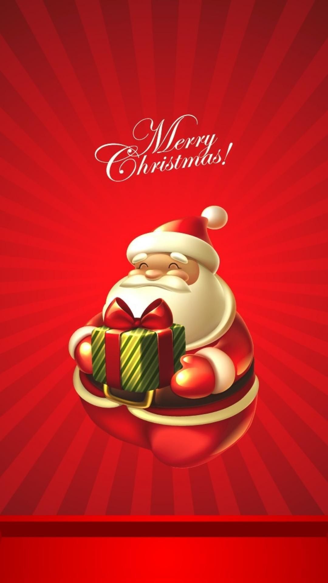 Babbo Natale carino con regalo, 1080x1920 Verticale, Mobile