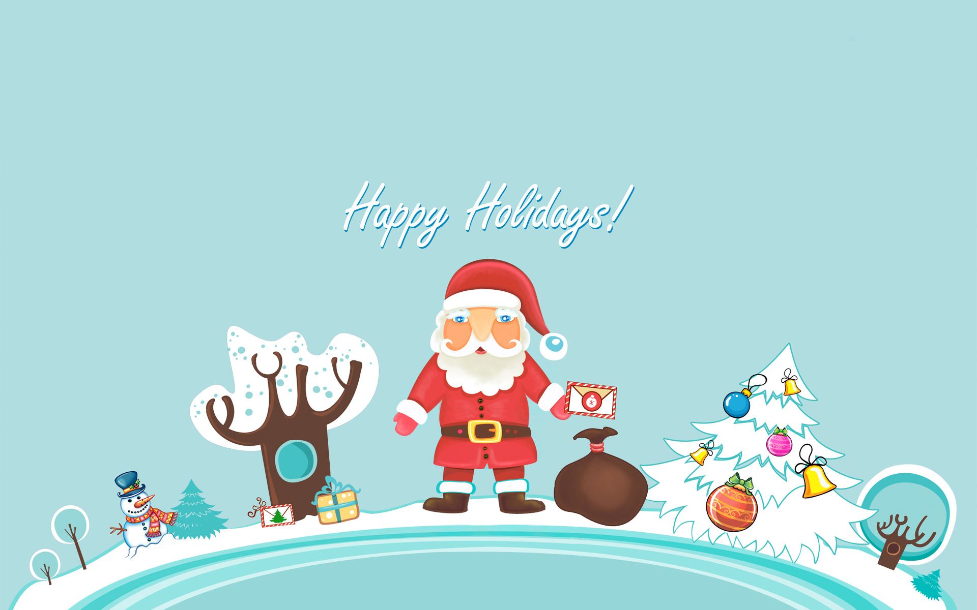 Babbo Natale cartoon con regali, 1920x1200 WUXGA, Laptop