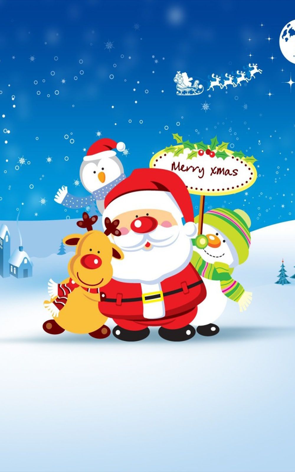 Babbo Natale con renna e pupazzo, 1000x1600 Verticale, Mobile