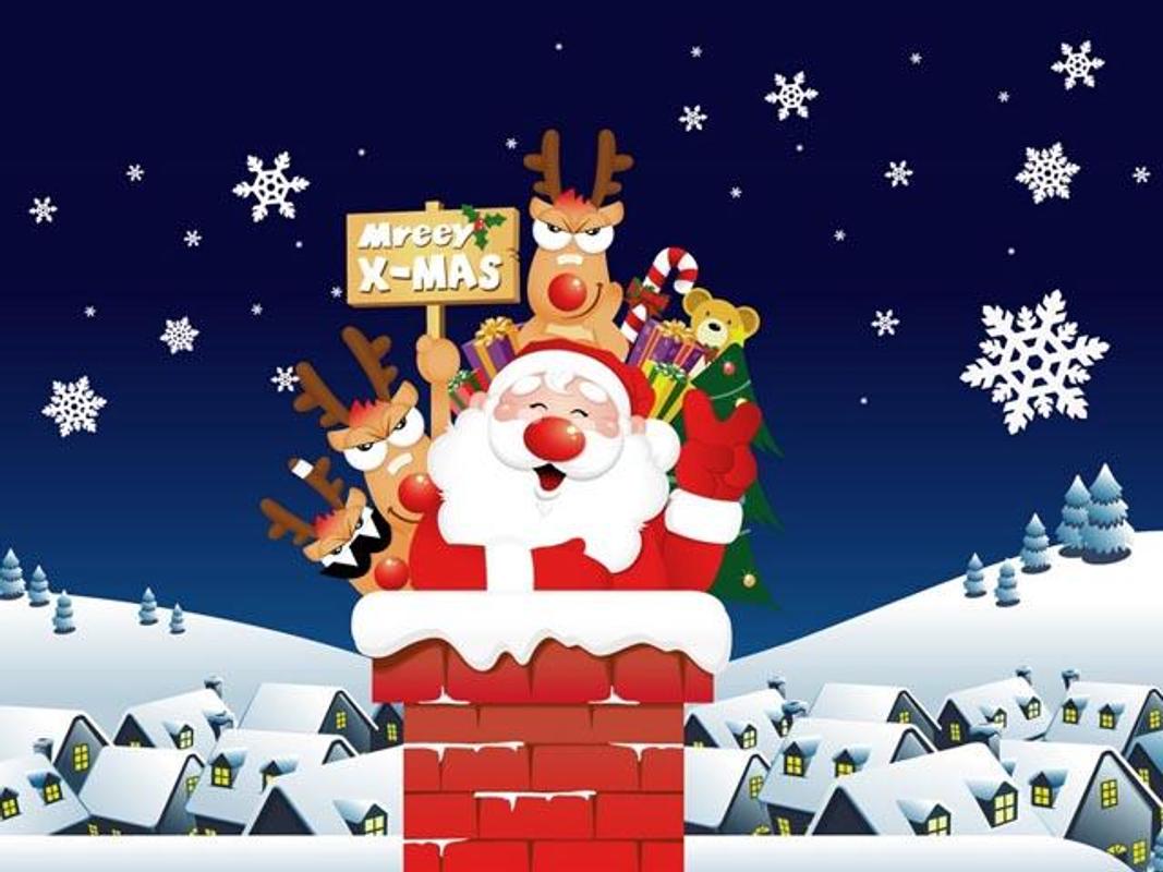 Babbo Natale renna camino nevoso, 1067x800 HD, PC