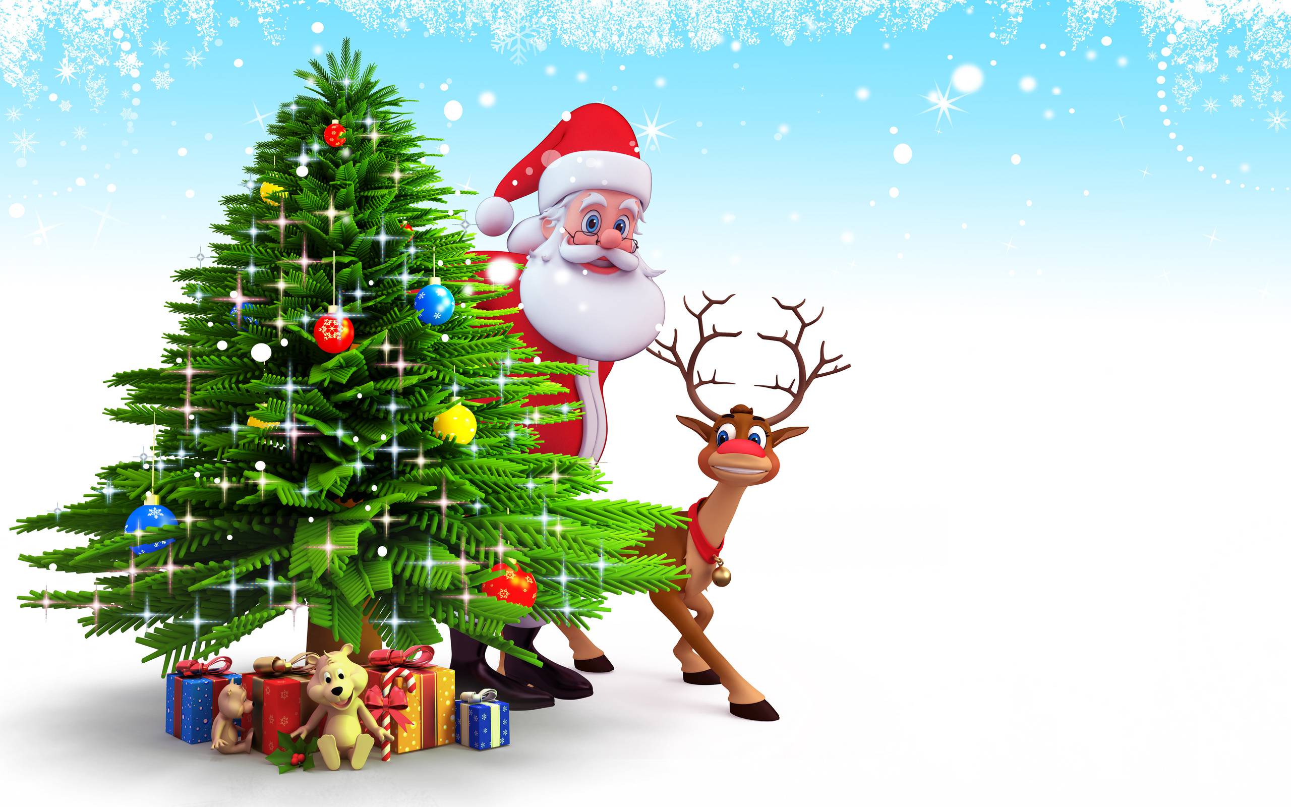 Babbo Natale renna albero Natale, 2560x1600 2K, PC