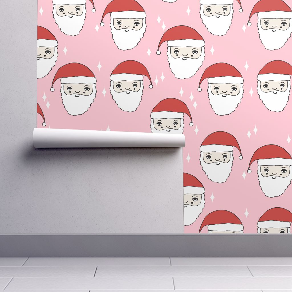 Volti Babbo Natale rosa carini, 1024x1024 HD, Laptop
