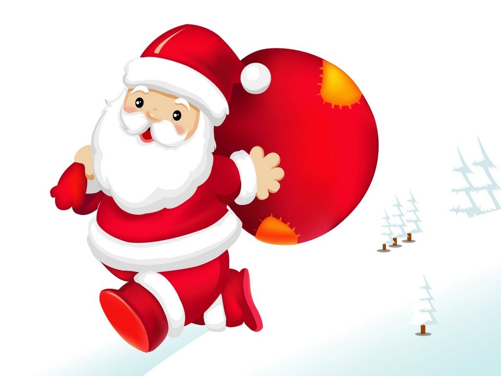 Babbo Natale cartone con sacco, 1024x768 HD, Desktop
