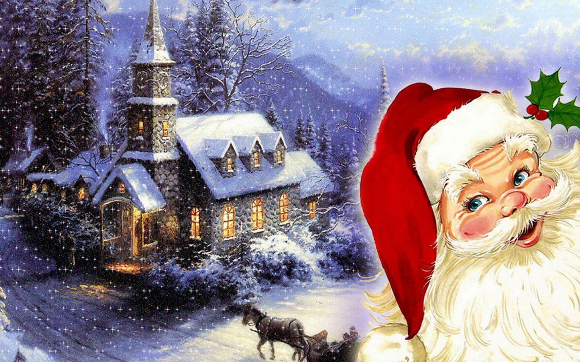 Babbo Natale sorridente villaggio innevato, 1920x1200 Full HD+ WUXGA, PC