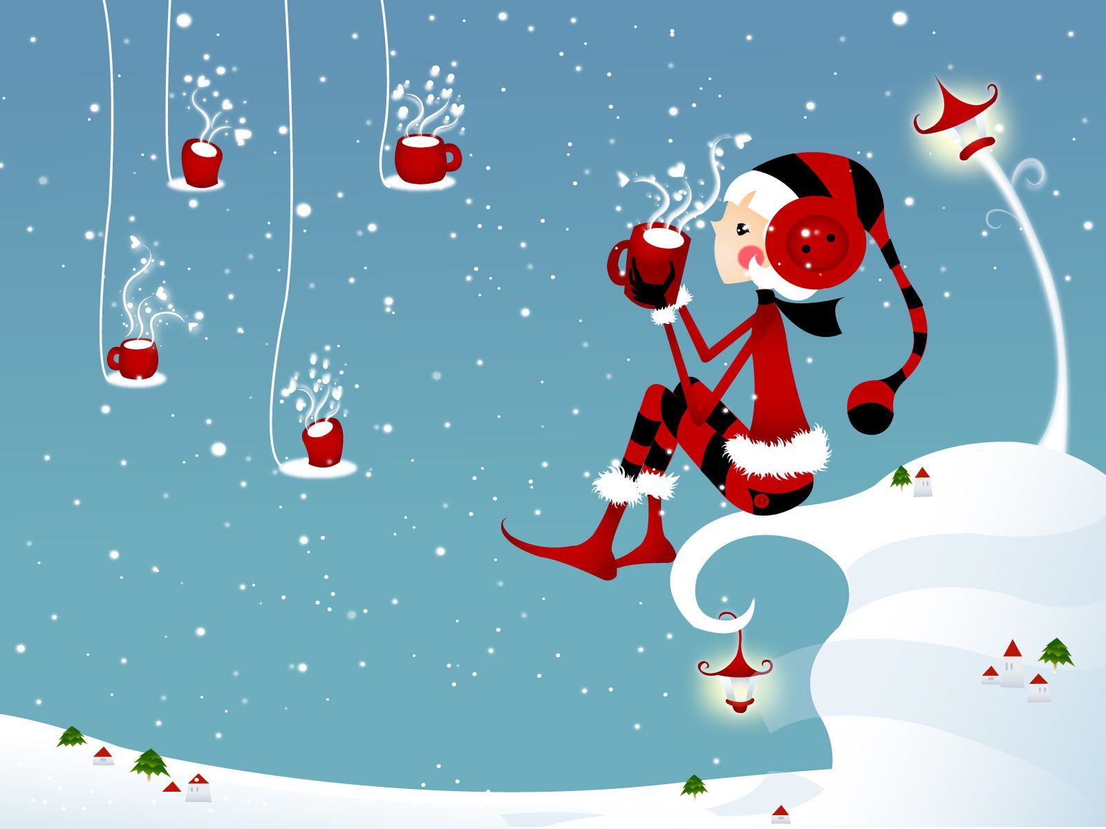 Babbo Natale carino con tazze, 1600x1200 900p, Laptop