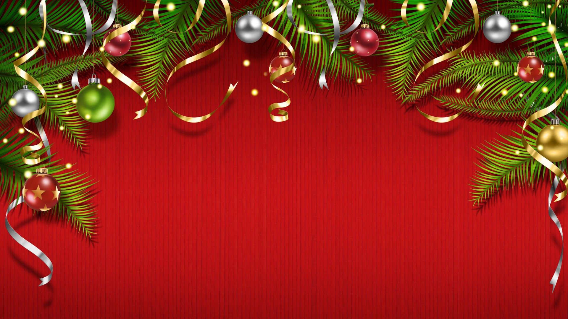 Rami natalizi su fondo rosso, 1920x1080 Full HD 1080p, PC