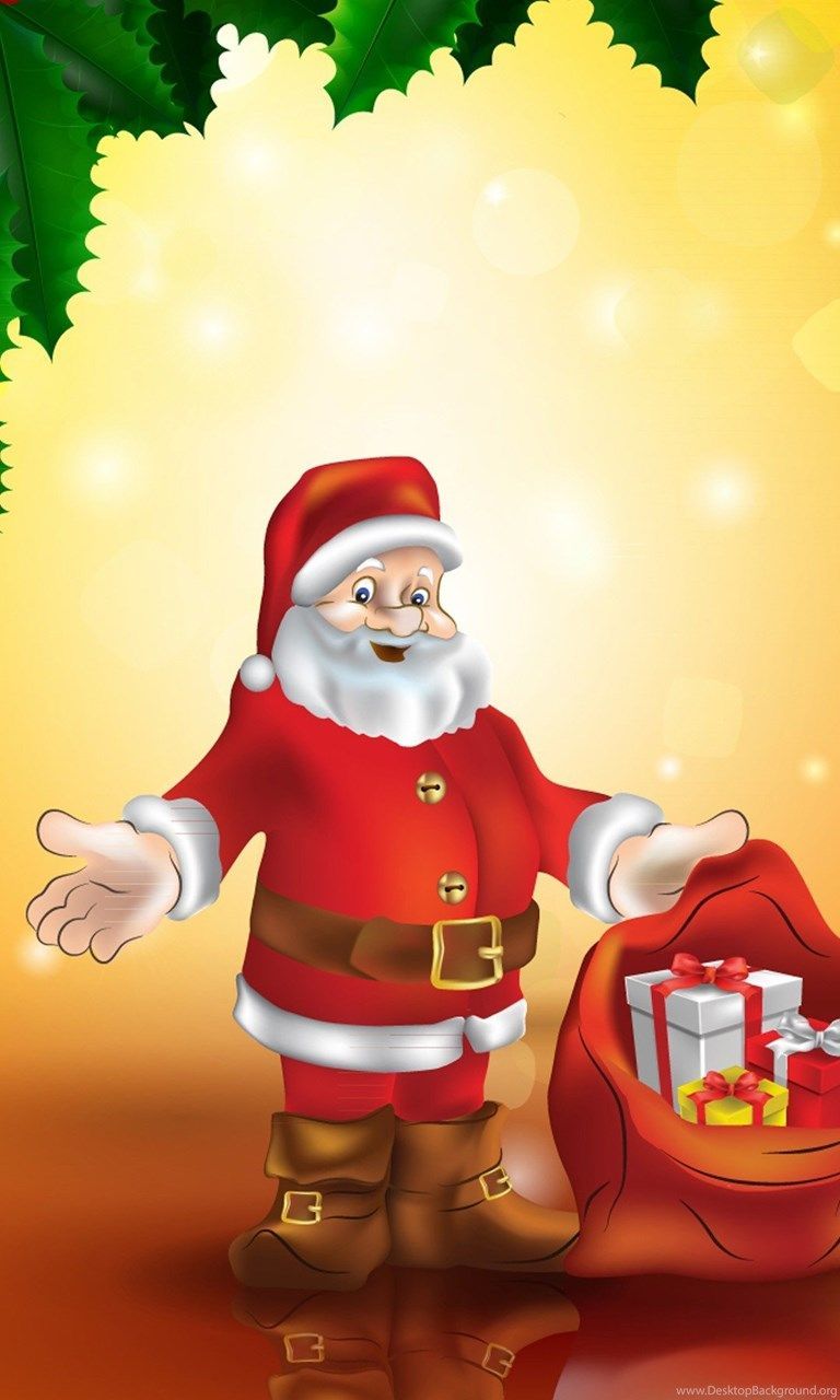 Babbo Natale cartoon con regali, 768x1280 Verticale, Mobile
