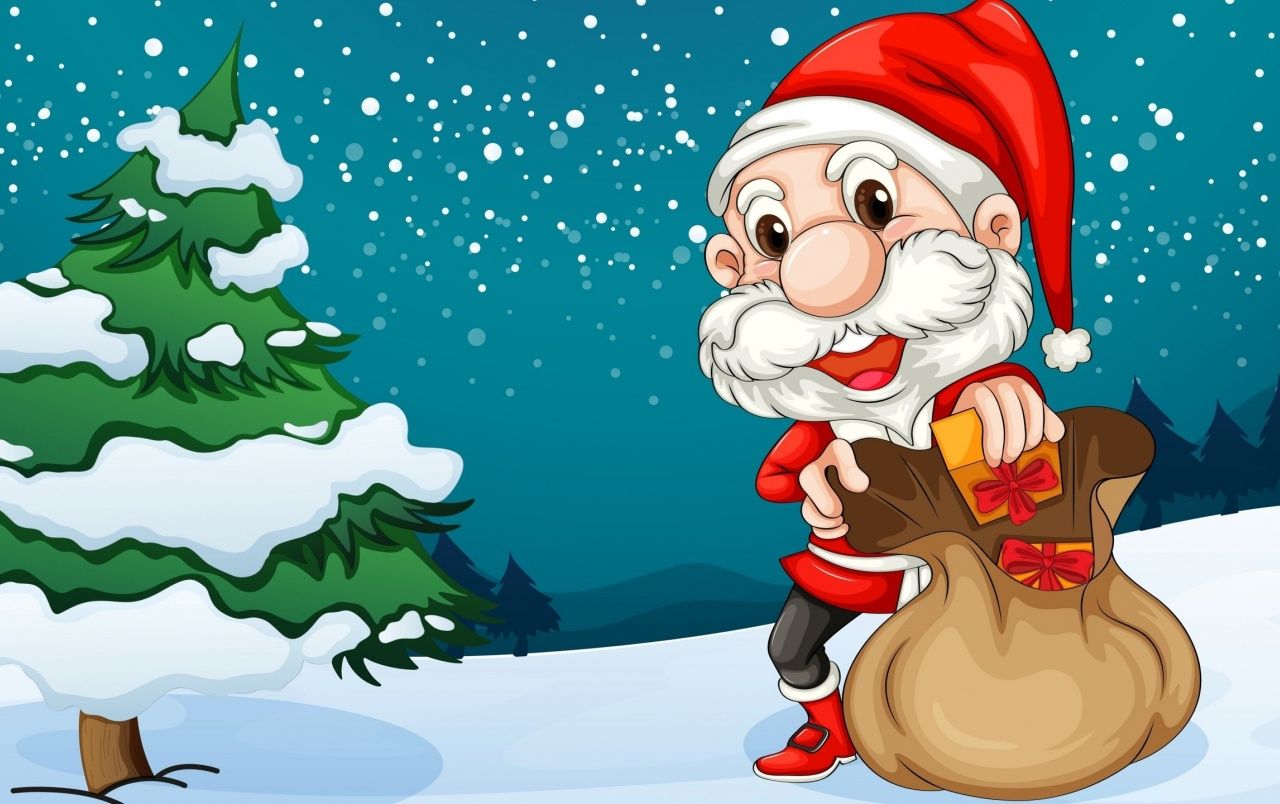 Babbo Natale cartoon con sacco regali, 1280x804 720p, Acer Nitro