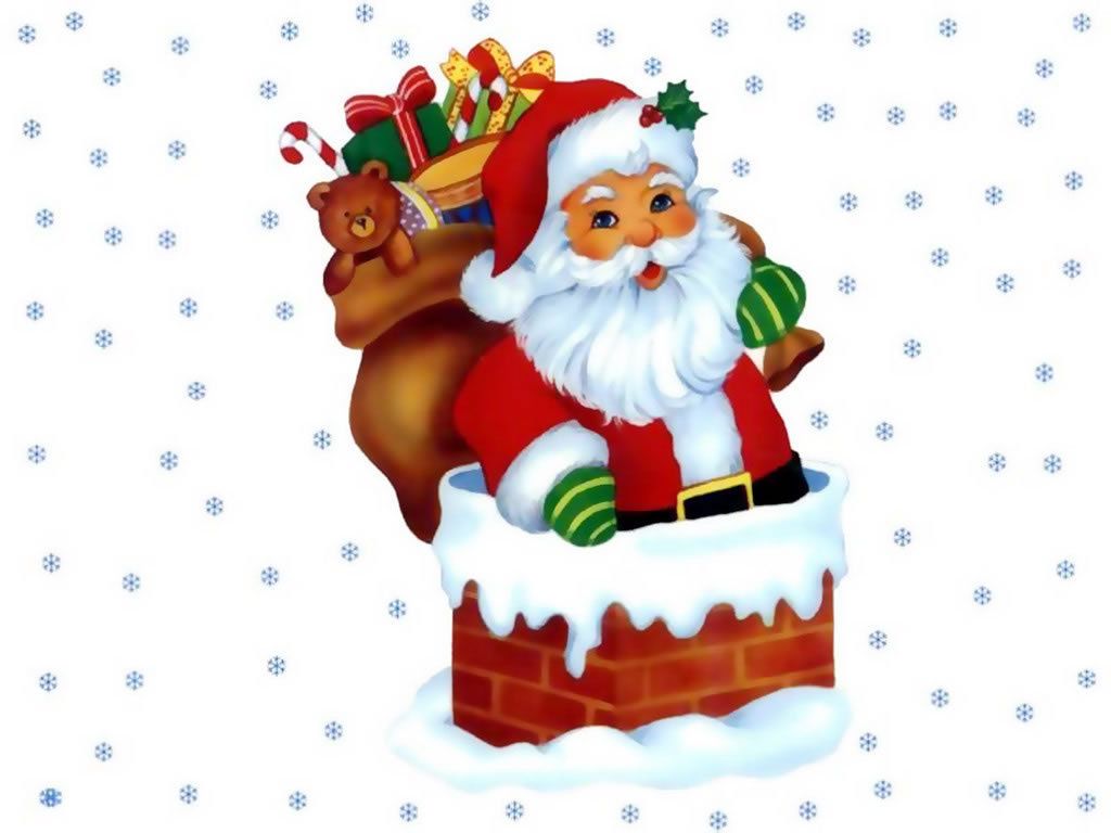 Babbo Natale nel camino, 1024x768 HD, Desktop