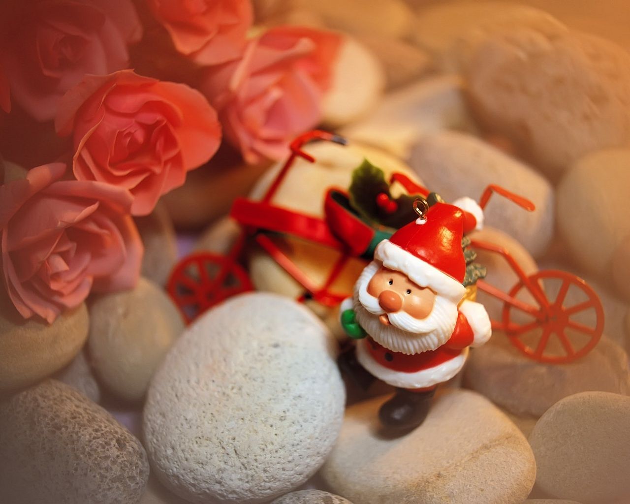 Babbo Natale in bicicletta miniatura, 1280x1024 HD, HP Laptop