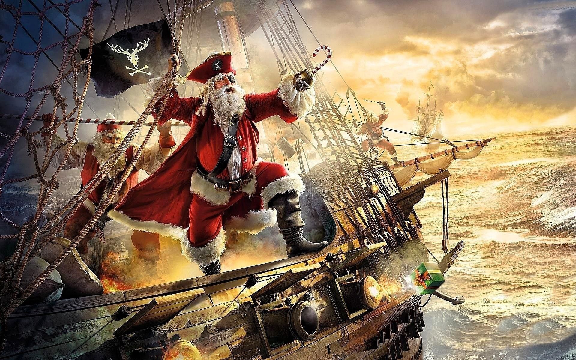 Babbo Natale pirata su nave, 1920x1200 WUXGA, PC