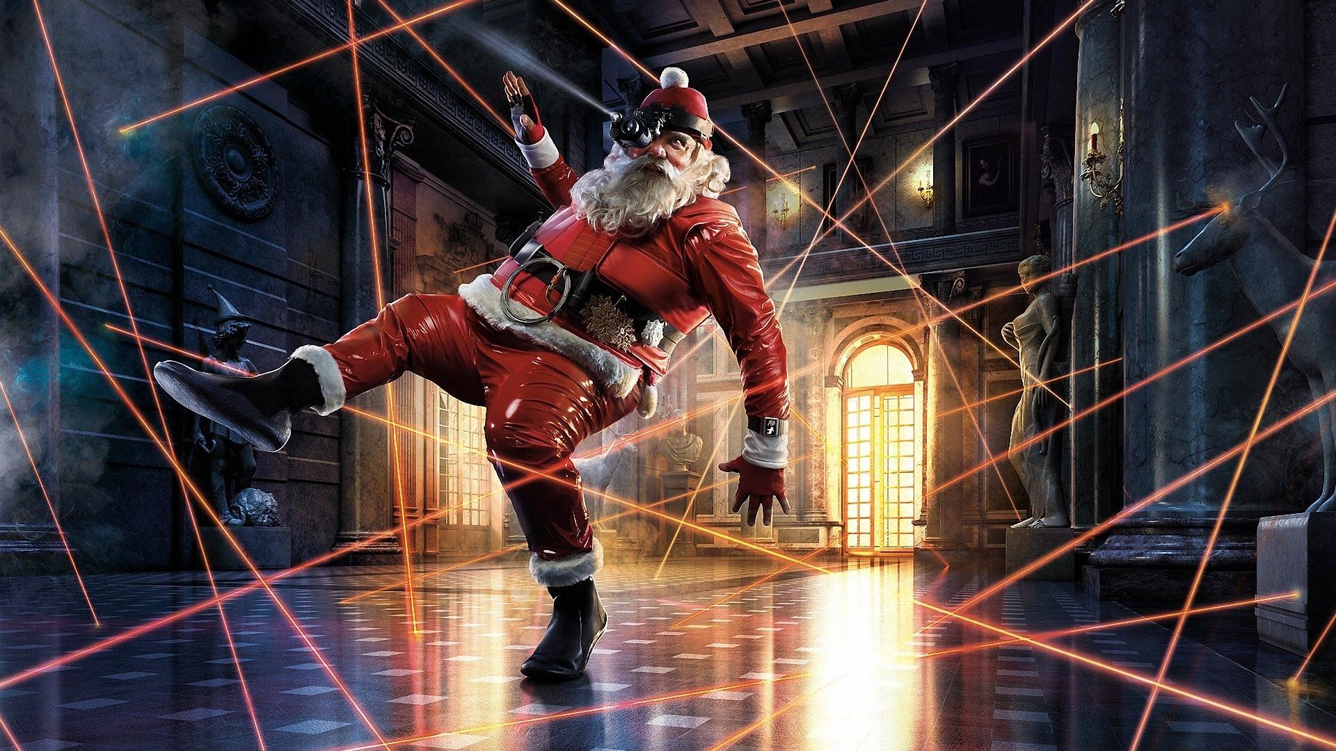 Babbo Natale schiva laser rossi, 1920x1080 Full HD 1080p, PC Desktop