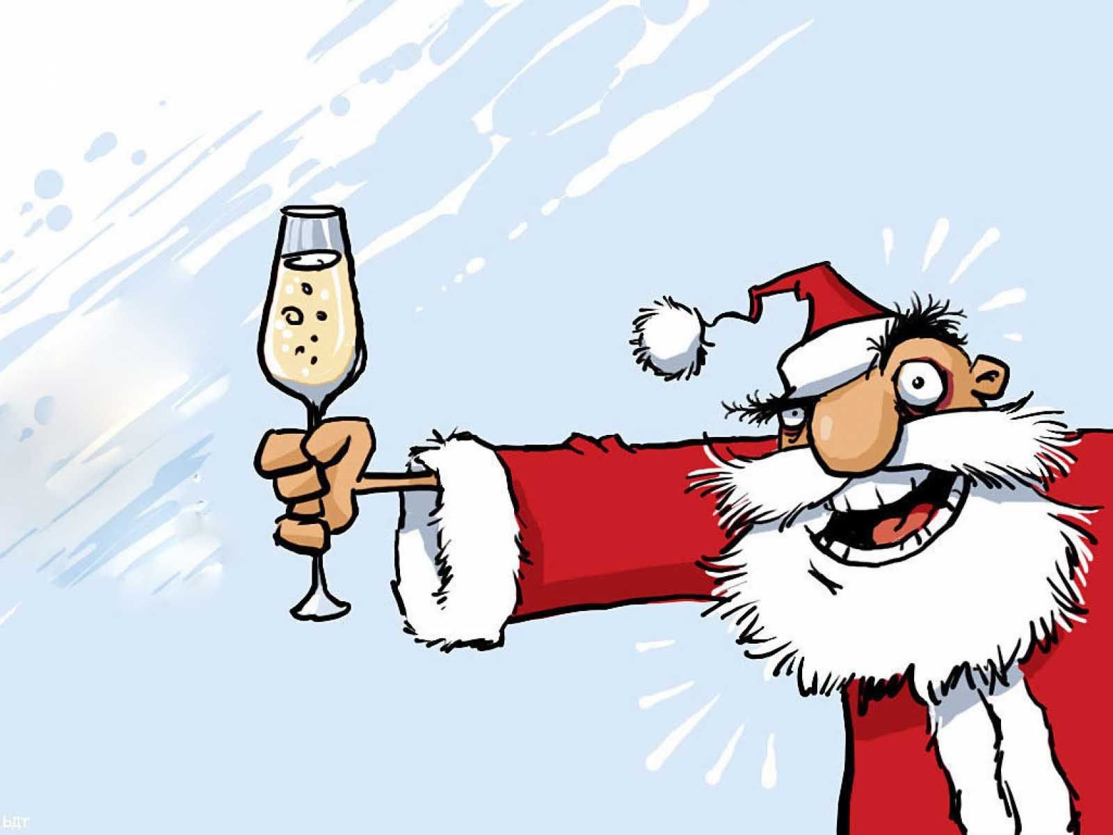 Babbo Natale con calice champagne, 1600x1200 HD, Desktop