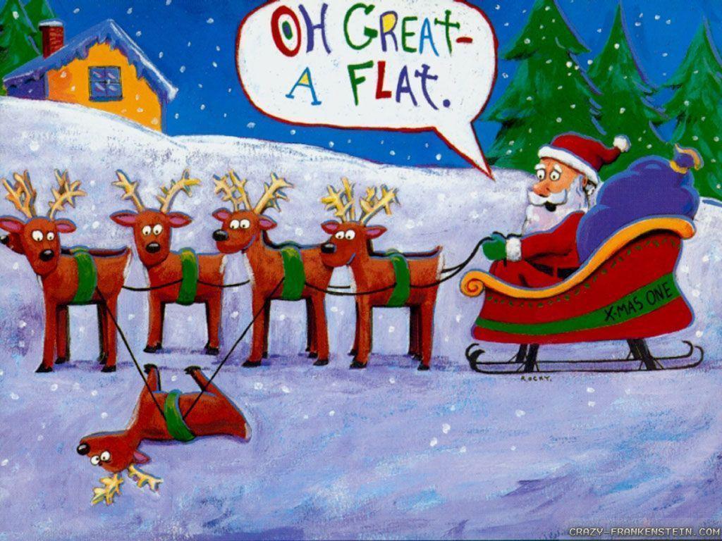 Babbo Natale slitta renna gomma, 1024x768 HD, Desktop