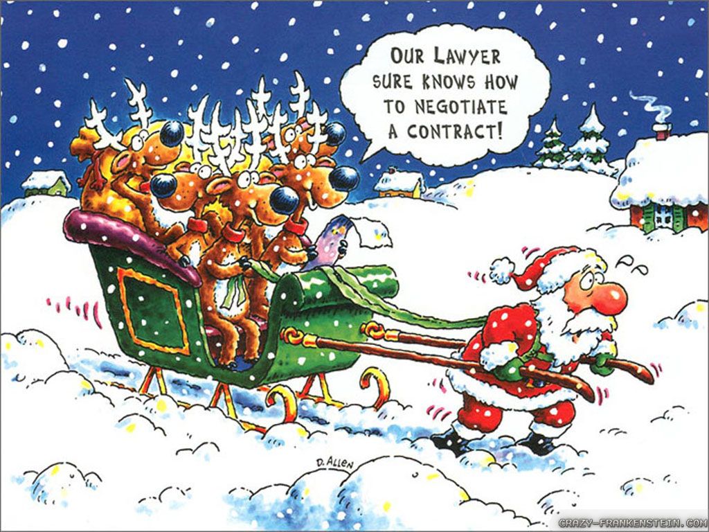 Babbo Natale slitta renne cartoon, 1024x768 HD, Laptop