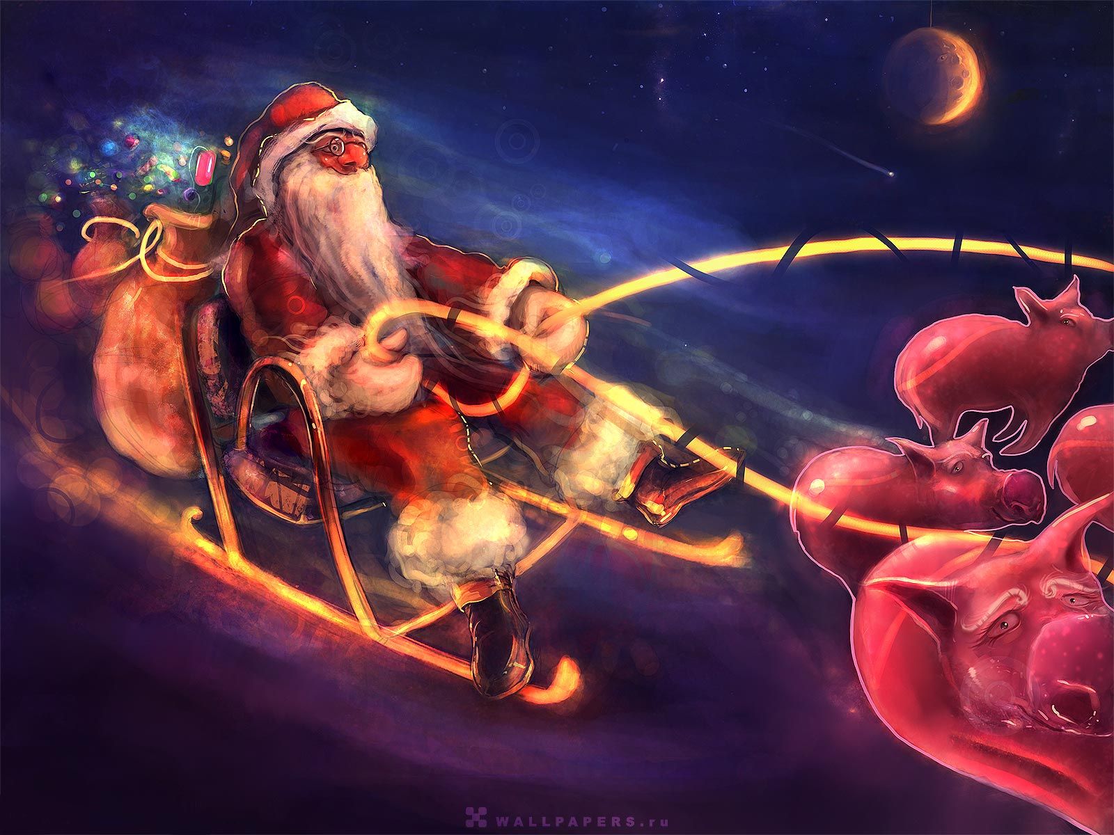 Babbo Natale su slitta spaziale, 1600x1200 900p, Desktop