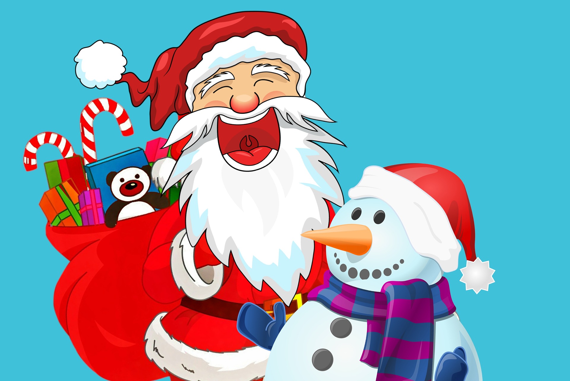 Babbo Natale ride con pupazzo di neve, 1920x1284 Full HD+, PC Desktop