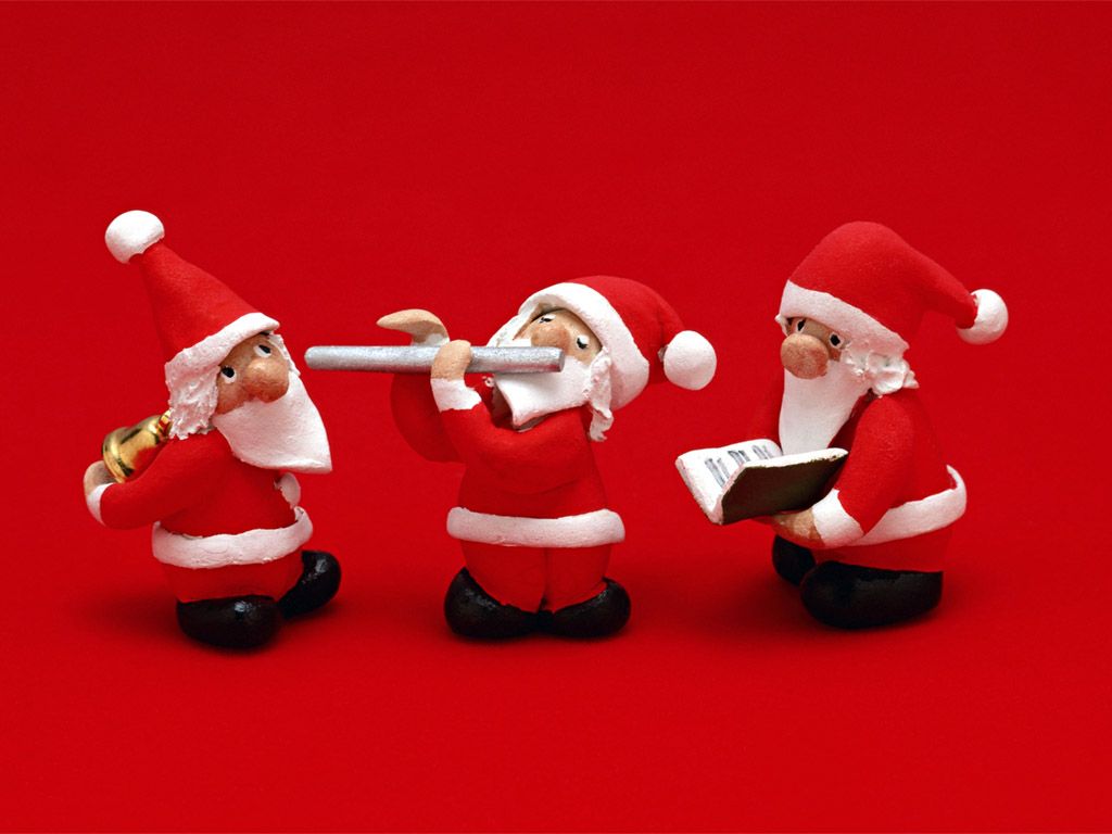 Tre statuine Babbo Natale musicisti, 1024x768 HD, Desktop