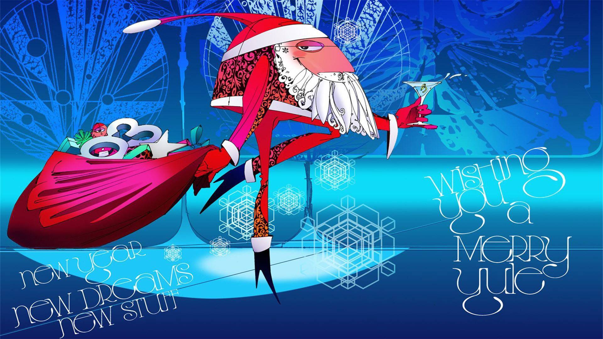 Babbo Natale danzante blu, 1920x1080 Full HD 1080p, Desktop