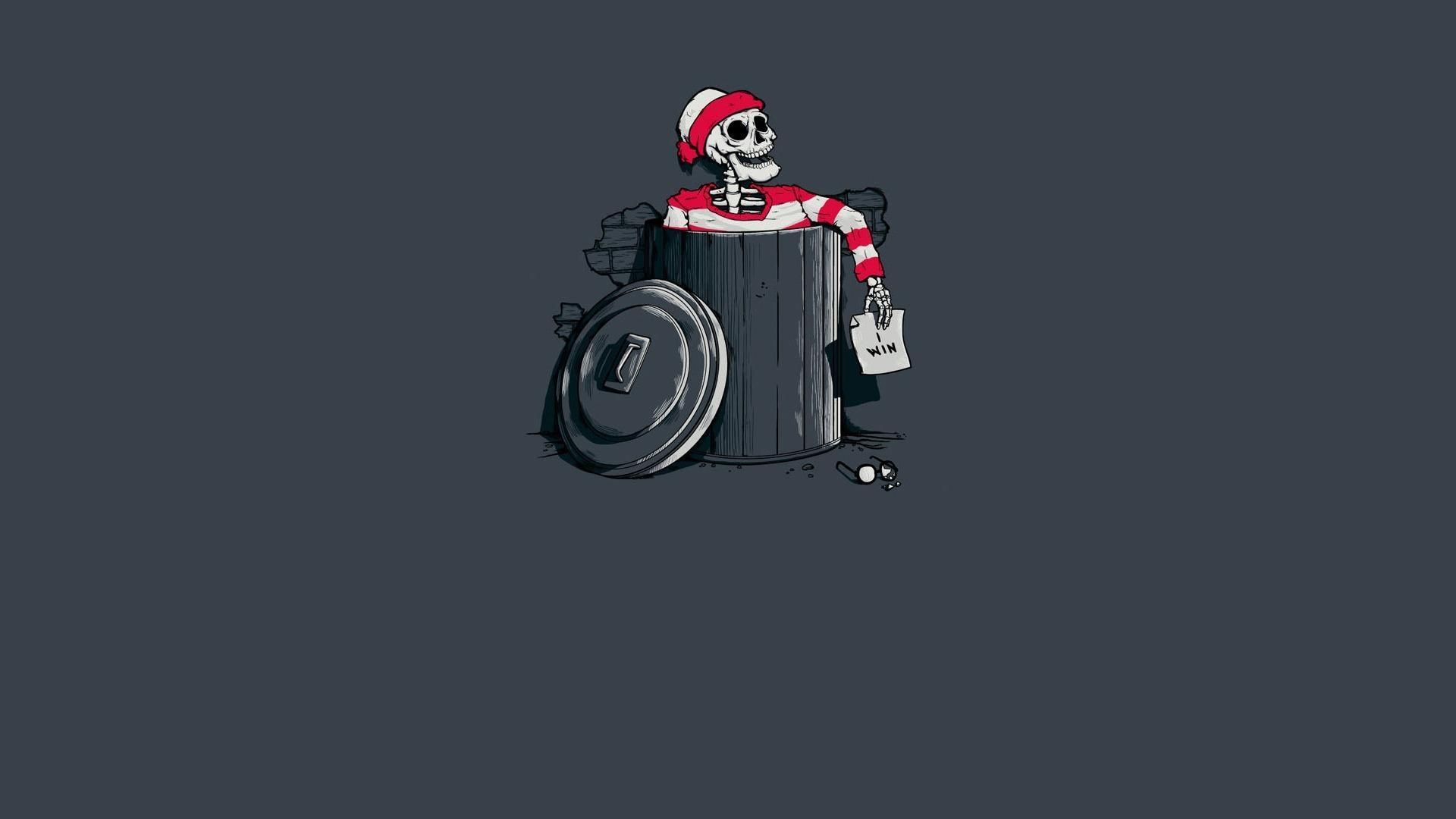 Scheletro Babbo Natale nel bidone, 1920x1080 1080p, PC Desktop