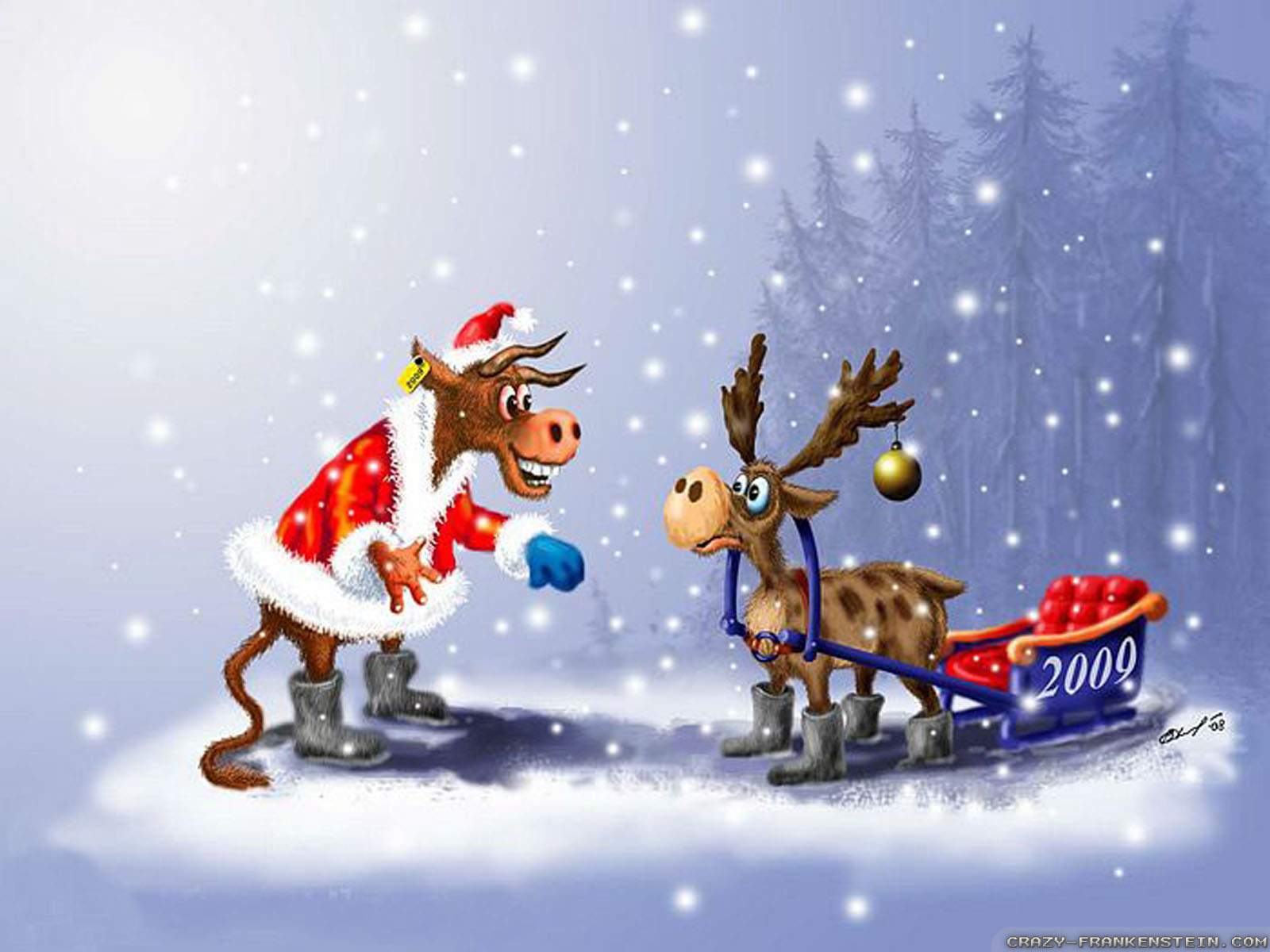 Mucca Babbo Natale con renna, 1600x1200 HD, Lenovo Legion