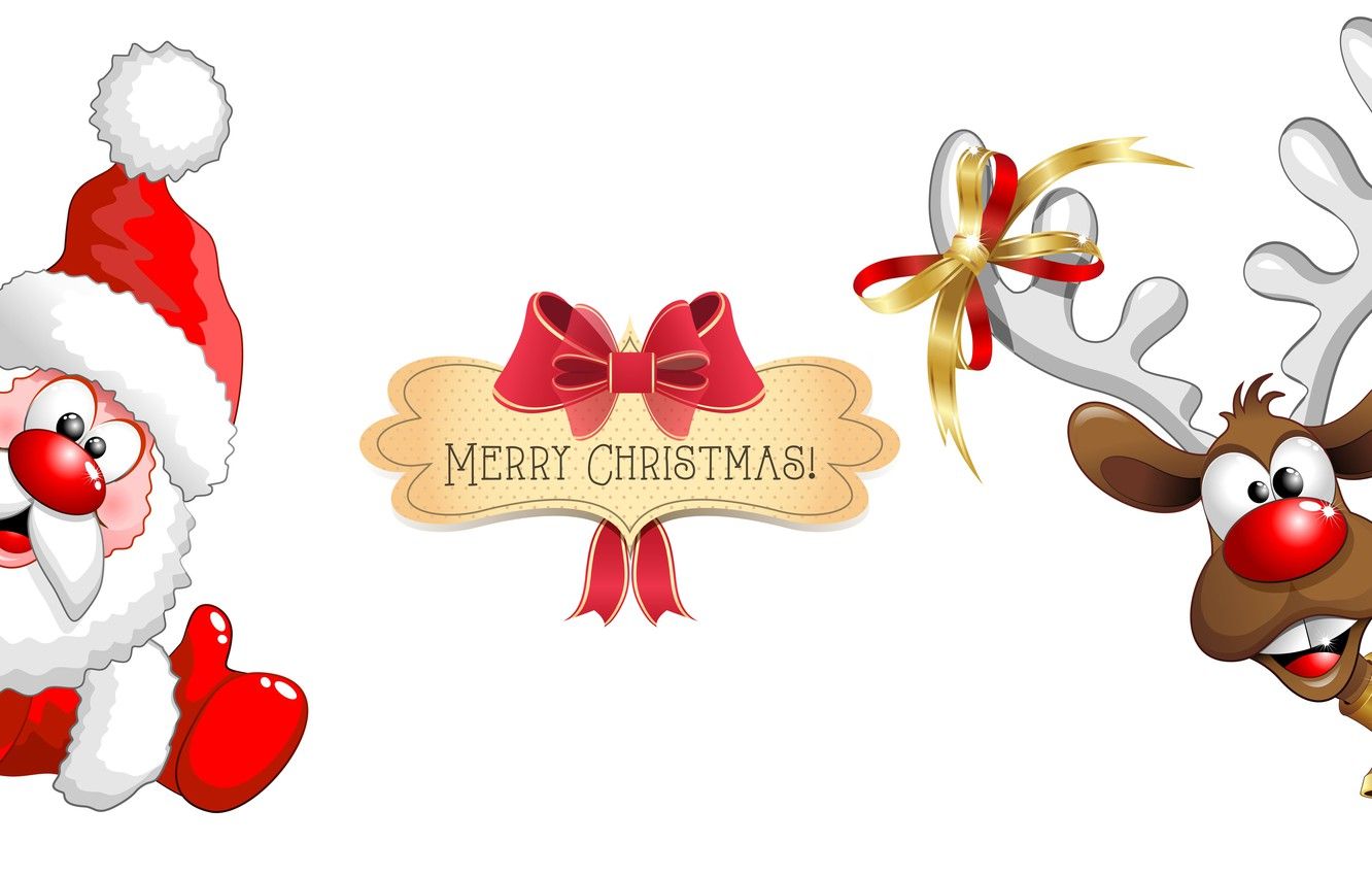 Babbo Natale e renna divertenti, 1332x850 720p, PC