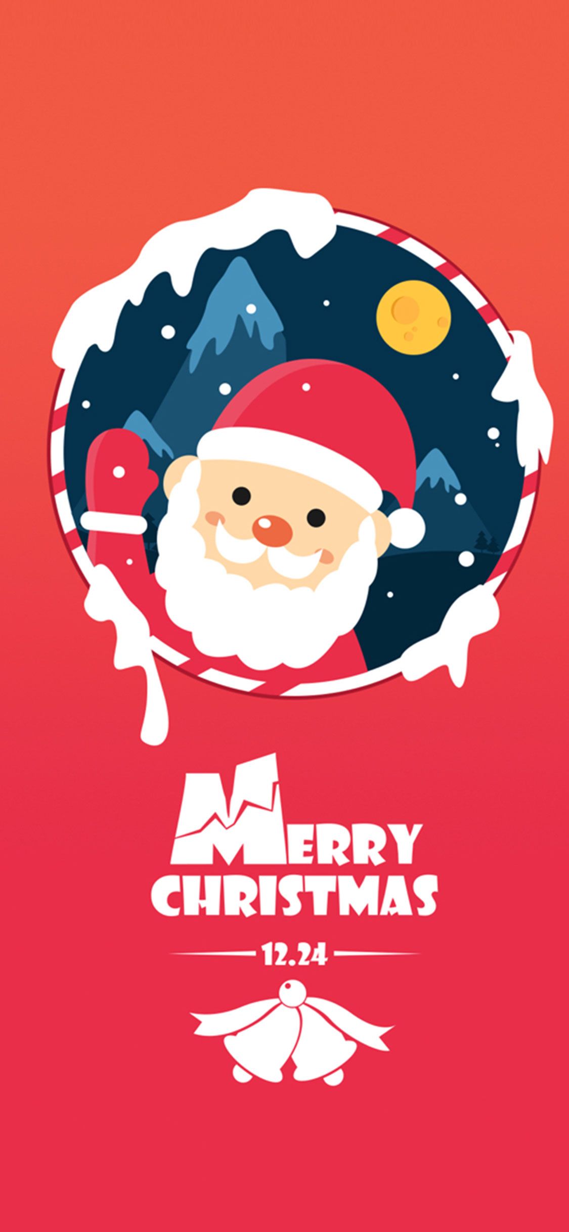 Babbo Natale con regalo rosso, 1080x1920 Verticale, iPhone