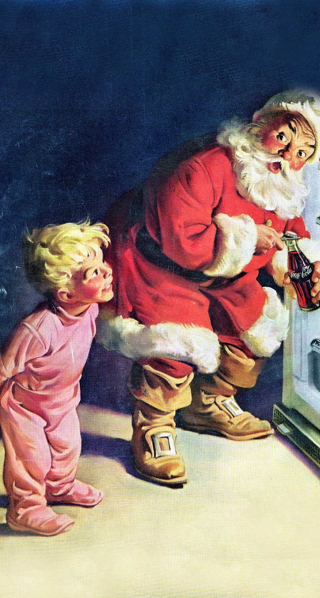 Babbo Natale con uccellini e regali, 1080x1920 Verticale, iPhone Plus
